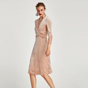 ZARA small velvet cross wrap dress